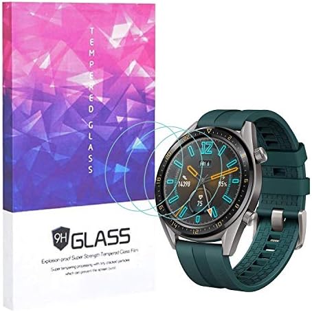 Addprime Huawei Watch GT Active Tempered Glass Screen Protector, Anti-Bump Scratch Resistant 0.26mm Slim HD Screen Protector for Huawei Watch GT Active 3 Pack