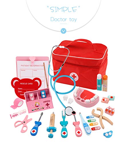 Quality Simulation Bag Medicine BoxChildren's Wooden Quality Simulation Bag Medicine Box Baby Home Simulation Doctor Injection Toy Gift Bag Medicine Kit Baby Simulation Doctor Injection Toy Gift - Thumbnail 3