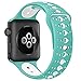 GHIJKL Sports Band Compatible for Apple Watch 38mm 40mm, Soft Silicone Replacement iWatch Wristband Compatible for Apple Watch Sport, Series 1, 2, 3, 4-Teal/White-38mm, 40mm