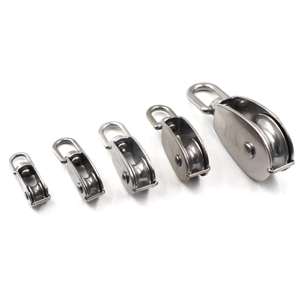 M25 Wire Rope Single Pulley Block 304 Stainless Steel Roller Pulley Bearing Roller Pack of 2 Loading:150KG - Image 5