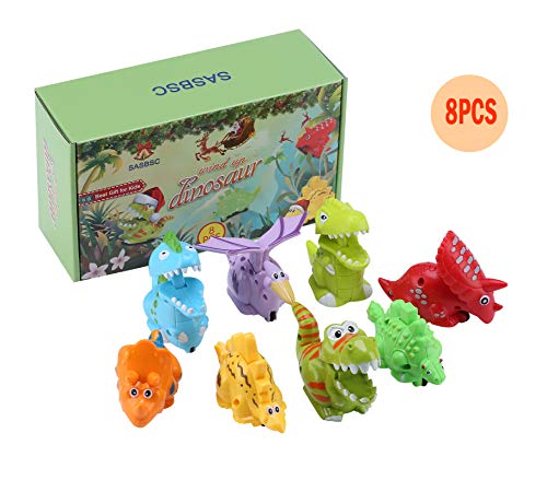 SASBSC Dinosaur Toys for 3 4 5 6 Year Olds Boys Girls Wind up Dinosaur Toys Set Party Favors for Kids 8 Packs