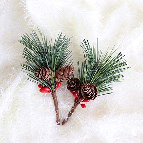 image for Ehoot 15 Pack Artificial Pine Picks Small Artificial Pine Tree for Chr