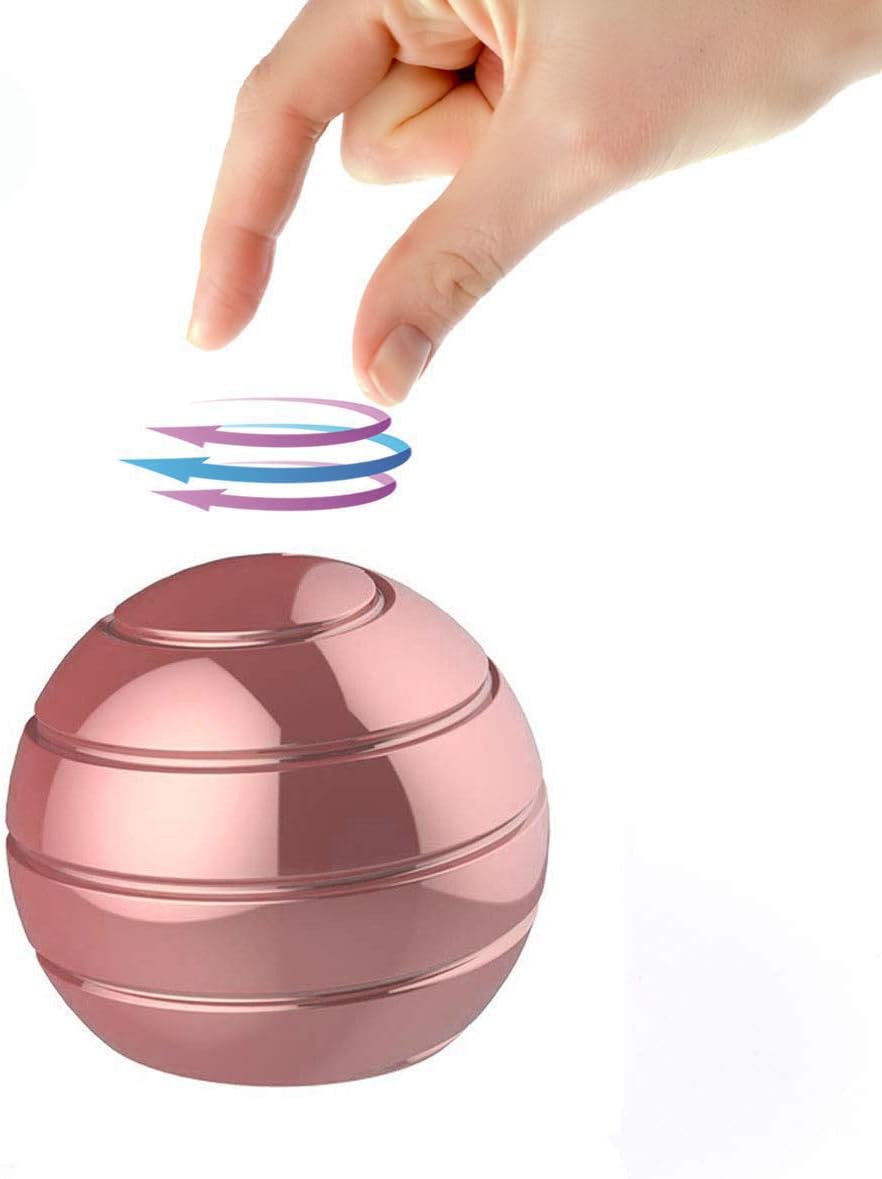 BeautyChen Kinetic Desk Toy for Adults Office Stress Relief with Full Body Optical Illusion Stress Anxiety Relief Metal Ball for Kids and Adults 2.1" Size(Rose Gold)