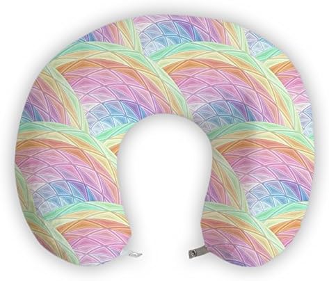 EnjoyIt Folded Rainbows U-Shape Neck Pillow with Perfect Design Cloth with Soft Nap Surface and High Quality Memory Foam Insert
