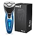 MAX-T 3D Rechargeable 100% Waterproof IPX7 Electric Shaver,Wet & Dry Rotary Shavers for Men Adapter Charger Mens Electric Razors with Pop-up Trimmer, Blue