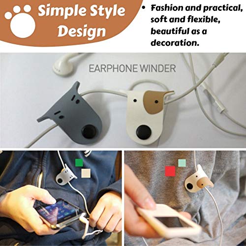 Earbuds Earphone Holder Cord Winder Clip Keeper Headphone Cord Wrap Management Headset Wire Organizer 2 PCS Cute Doggie Tangle Free Storage Case
