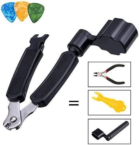 3 in 1 Guitar Repair Tool Guitar String Winder, String Cutter and Pin Puller with 3 Picks
