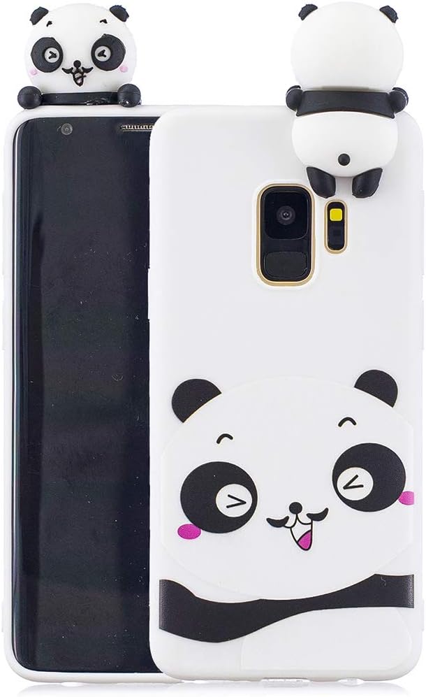 Leton Cute Samsung S9 Plus Case Soft Silicone for Girls Kids Women Slim Thin 3D Cartoon Animals Shockproof Rubber Phone Case Cover for Samsung Galaxy S9 Plus White Panda
