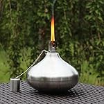 Tiki Torch for Patio Table or Backyard, Stainless Steel with Fiberglass Wick