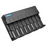 Foxnovo F08 8-Slots Li-ion Ni-MH Ni-CD Universal Intelligent Battery Charger with LED Indicators, 5V USB Output & US-Plug Power Adapter (Black)