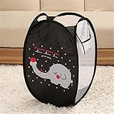 Fashionclubs Foldable Elephant Mesh Pop up Hamper Laundry Basket,Baby Toys Organizer Basket