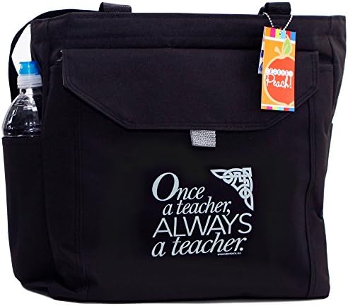 Teacher Peach Inspirational Teacher Tote Bag with Pockets, Utility Teacher Bag with Compartments & Organizers