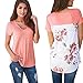 YANG-YI Clearance, Hot Women Fashion Spring Short Sleeve Flower Printed T-Shirt Blouse O-Neck Tops (Pink, L)