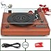 Turntable Vinyl Record Player Belt Driven with Built in Stereo Speaker, Eonsix Wireless Connection Vintage Style Turntable, Supports USB to MP3 Record with 3 Speed Play, Natural Woodthumb 1