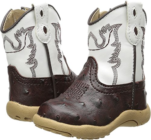 Roper Cowbaby Ostrich Western Boot (Infant/Toddler),Brown/White,2 M US Infant