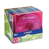 Verbatim CD-RW 700MB 2X-4X DataLifePlus with Color Surface and Matching Case - 20pk Slim Case, Assorted