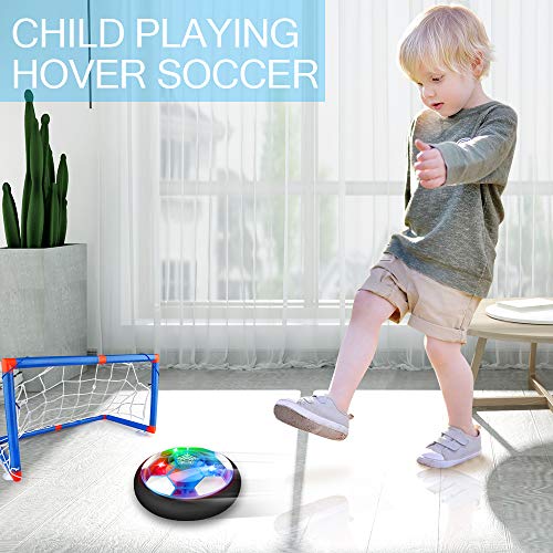 Betheaces Kids Toys Rechargeable Hover Soccer Set, Indoor Air Soccer with LED Light and Foam Bumper Included 2 Goals and Inflatable Ball, Birthday Toys for Boys Girls(No Battery Needed)