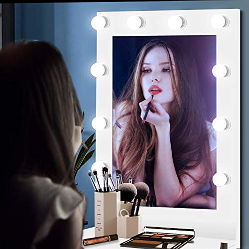 US Shipping Vanity Set with Lighted Mirror, YEEGO Makeup Vanity Dressing Table Dresser Writing Desk with Drawer for Bedroom Easy Assembly, White(10PCS Cool LED Bulbs) - Thumbnail 2