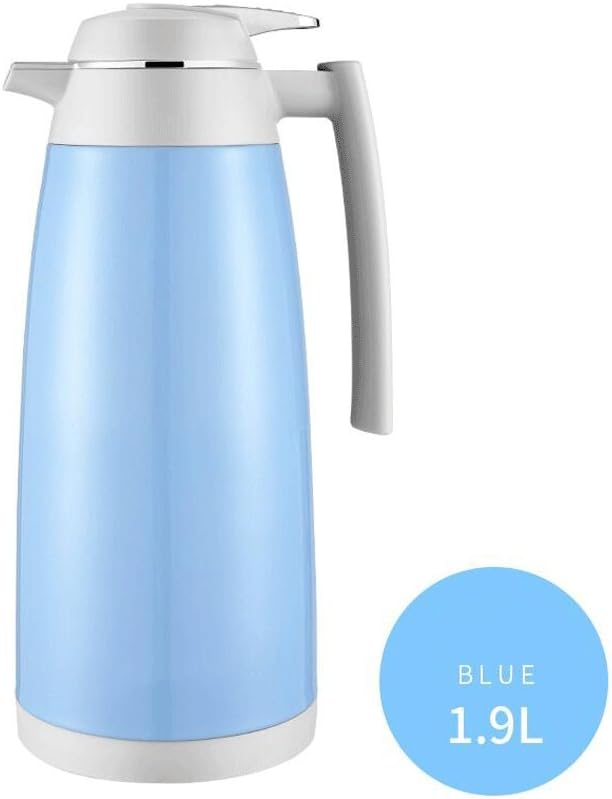 Drink Flasks Home 304 Stainless Steel Hot Water Bottle Heat Preservation High Capacity Insulation Pots Kitchen Restaurant Bedroom Warm Pot Kettle Glass Liner 1.9L (Color : Blue)
