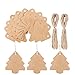 DECORA 100 Pieces Brown Kraft Paper Christmas Tree Gift Tags with Jute Twines for Gift Wrapping and Decoration