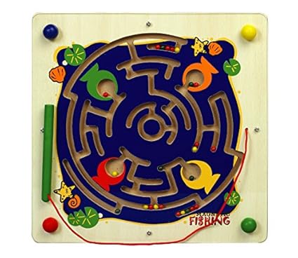 Brainsmith Wooden Magnetic Fishing Toy, Fish-Catching Maze Board for Motor Skills, Colour Sorting and Matching - Toddlers and Pre-School Kids