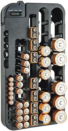Battery Organizer, Stores Up To 72 Batteries, with Tester