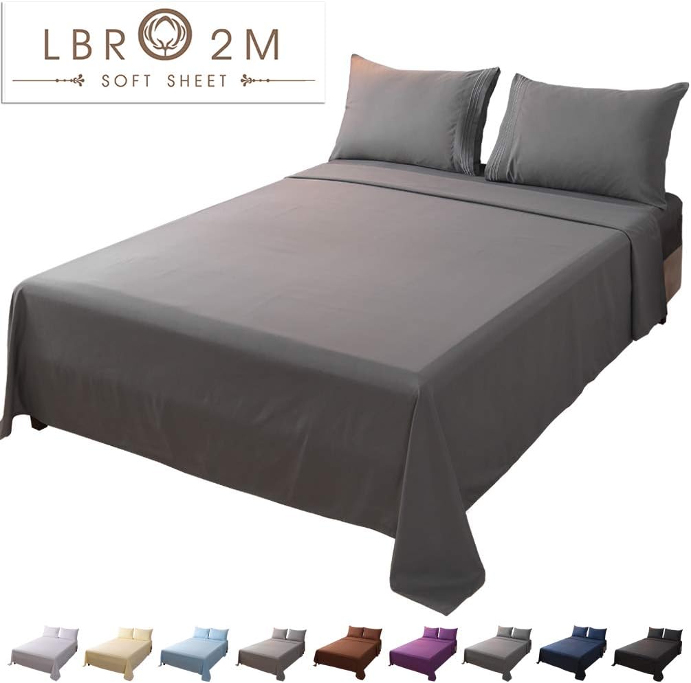 Bed Sheet Set King Size 16 Inches Deep Pocket 1800 Thread Count 100% Microfiber Sheet,Bedding Super Soft Comforterble, Cool Warm,4 Piece（Dark Grey）