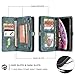 Zttopo Xs Max Wallet Case, 2 in 1 Leather Zipper Detachable Magnetic 11 Card Slots Card Slots Money Pocket Clutch Cover with Free Screen Protector for 6.5 Inch Cases - (Blue-Green)