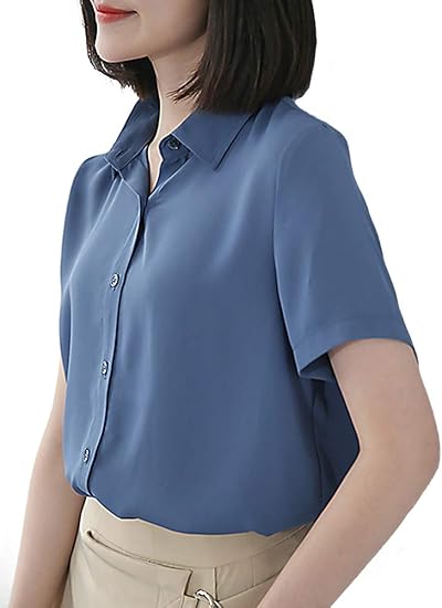 Amazon Bolanverl 全10色 シフォン ブラウス 半袖 レディース シャツ オフィス ワイシャツ きれいめ カジュアル 女性 事務服 お出かけ 通勤 通学 シャツ ブラウス 通販