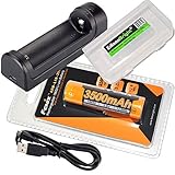 Fenix ARE-X1 USB powered Li-ion 18650 battery charger & Fenix ARB-L18 3500mAh Protected 18650 Rechargeable Li- ion Battery with EdisonBright BBX3 battery carry case