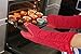Honla 17 Inch Extra Long Oven Mitts with Non Slip Silicone Grip,Heat Resistant to 500 F,1 Pair of Kitchen Oven Gloves for Cooking,Baking,Grilling,Barbecue Potholders,Red