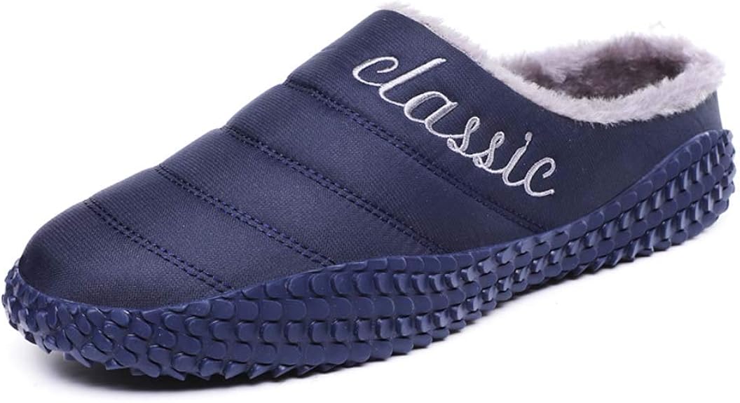 SHEC Mens House Slippers Waterproof Winter Warm Fully Fur