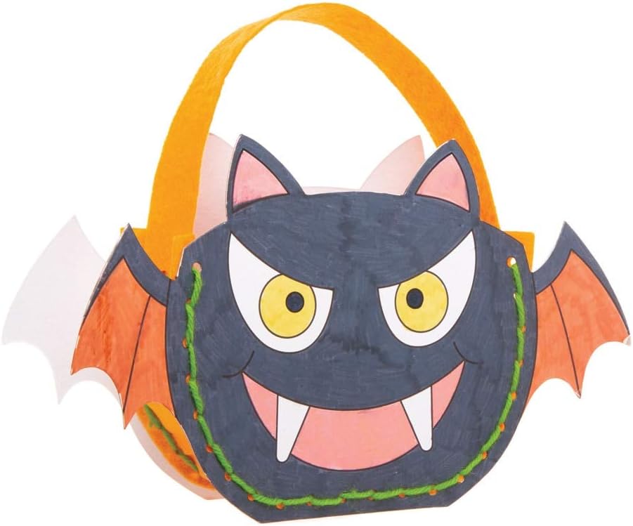 un Kit de Manualidades para ni/&ntilde;os para Colorear y Coser su Propia Bolsa de Fiesta de Halloween Paquete de 4 Baker Ross Halloween Bolsa