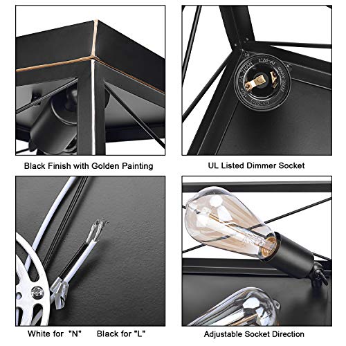HMVPL Industrial Close to Ceiling Light, Farmhouse Flush Mount Pendant Lighting Fixtures Mini Ceiling Lamp 2-Light for Kitchen Island Dining Room Bedroom Foyer Hallway