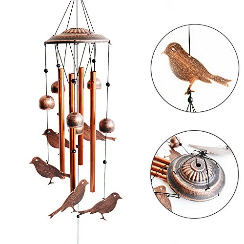 BLESSEDLAND Bird Wind Chimes4 Hollow Aluminum Tubes Wind Bells and
