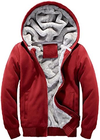 Hanxue Men's Winter Warm Full Zip Eco Sherpa Fleece Hoodie Jackets