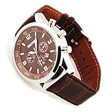 THAITIME TM Generic Quartz Business Men's Military Auto Date Leather Watches Waterproof Watch Color Brown