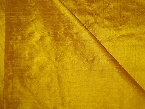100% Pure SILK Dupioni FABRIC golden yellow 54" with slubs