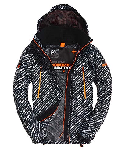 Superdry Men's Technical Hooded Windattacker Jacket (Superdry Print/Fluro Orange, X-Large)