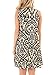ZESICA Women's Summer Sleeveless Damask Print Pocket Loose T-shirt Dress, Khaki, Large