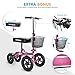 OasisSpace All Terrain Knee Scooter - with 12 Inches Air Filled Wheels, Steerable Knee Walker Heavy Duty Crutches for Foot Injuries Ankles Surgery (Blue) (Pink)