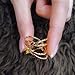 SHINCO Bella Lotus Double Cross CZ Paved 18k Yellow Gold Plated Party Rings, Size 7