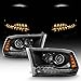 AKKON - For 2013-2018 RAM 1500 2500 3500 Black LED Projector Headlights Left+Right Pair Set
