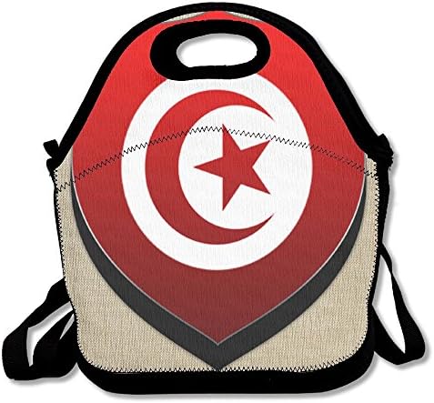 Flag Of Tunisia Unisex Gourmet Insulating Lunch Tote Detachable Adjustable Shoulder Strap Reusable Picnic Lunch Bags Boxes For Men Women Adults Kids Toddler