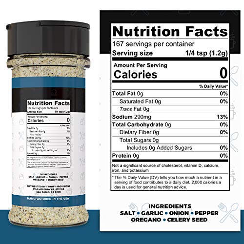 Trinity Provisions All Purpose Seasoning - Salt, Pepper & Garlic Spice Blend for Chicken, Fish, Beef, Veggies, Seafood, Eggs and More - Gluten Free, Non-GMO, and MSG Free