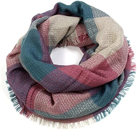 Scarfand's Plaid &amp; Tartan Infinity Scarf (Block Turquoise &amp; Pink)