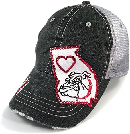 Georgia Bulldogs Fitted Trucker Hat for Women by Elivata, Bling Baseball Cap OS