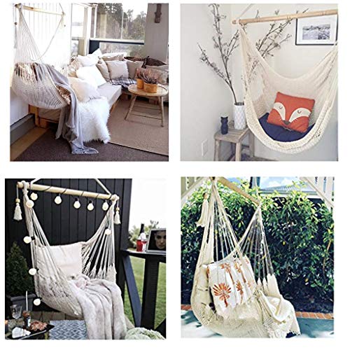 E EVERKING Hanging Rope Mesh Hammock Chair Swing, Cotton Rope Mayan Hammock Chair, Netted Hanging Chair Swing Seat for Outdoor Indoor Yard Bedroom Patio Porch, 300lbs Weight Capacity