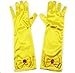 Alead Girls Long Satin Princess Dress Up Diamonds Bows Gloves for Kids (Yellow)