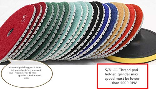 5 Inch Diamond Resin Polishing Pad Abrasive Sanding Disc 16+1 for stone granite marble ceramic concrete travertine masonry terrazzo repair grinding refinishing smoothing renew